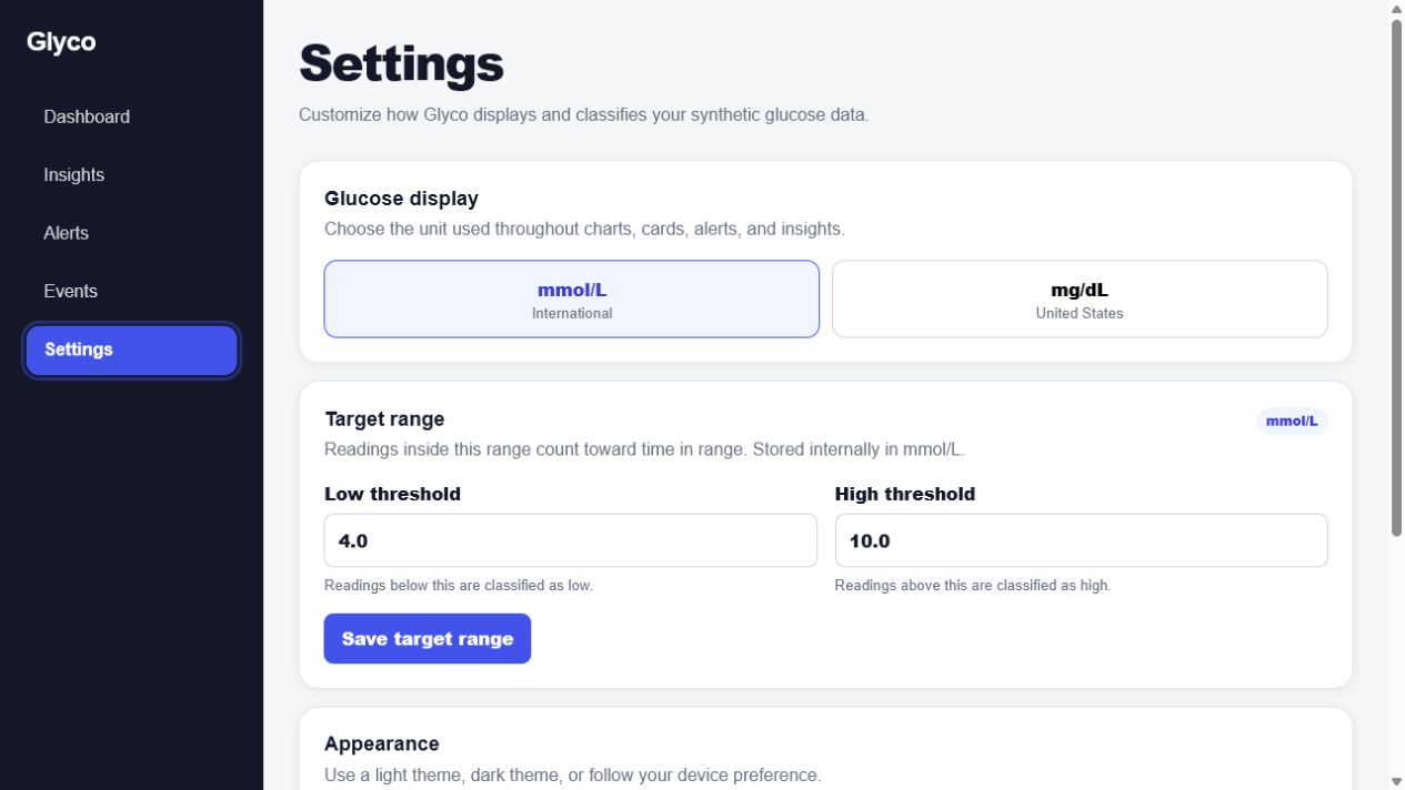 Glucose display, target range, and appearance settings